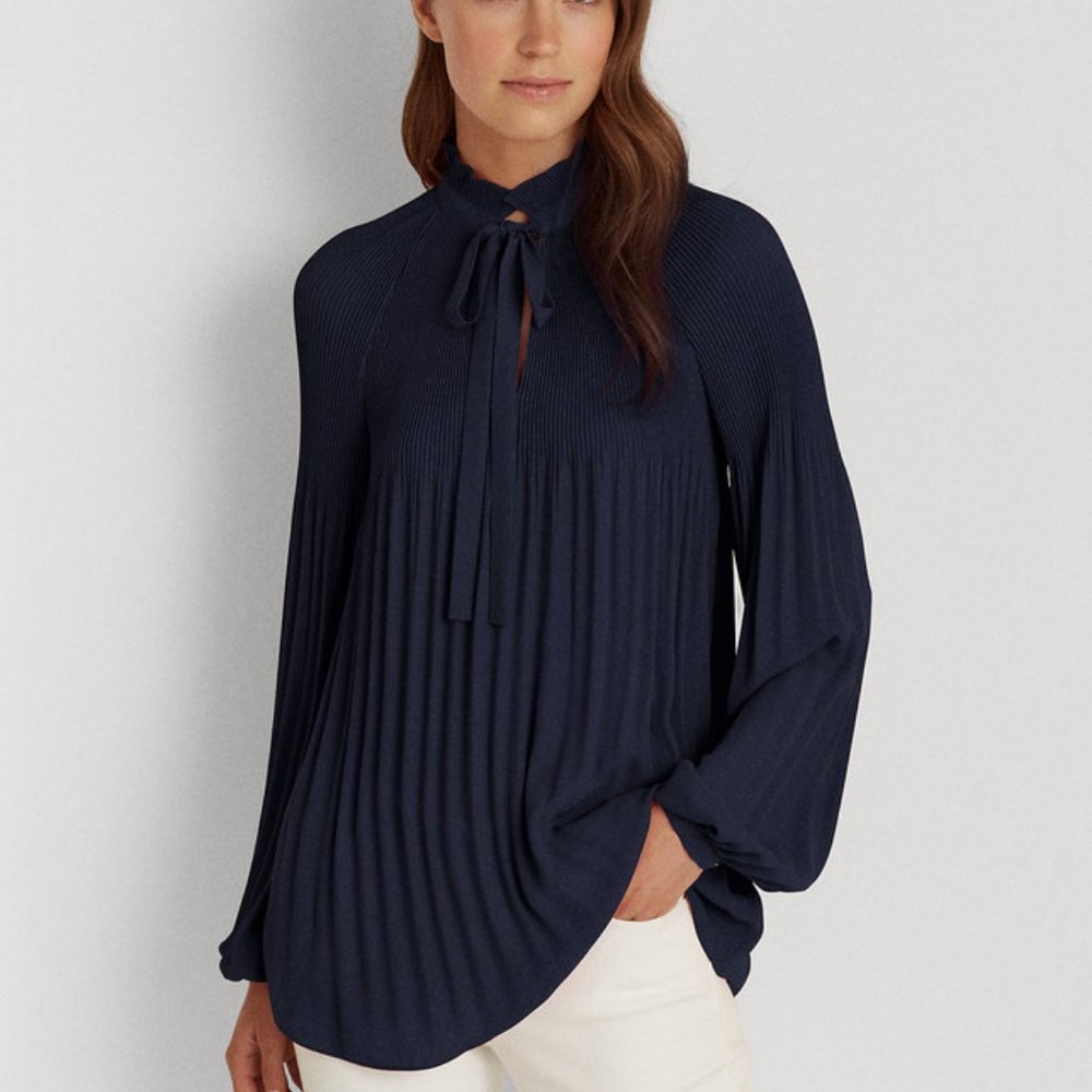 NWT Ralph Lauren Georgette Tie Neck Top Sz. XS